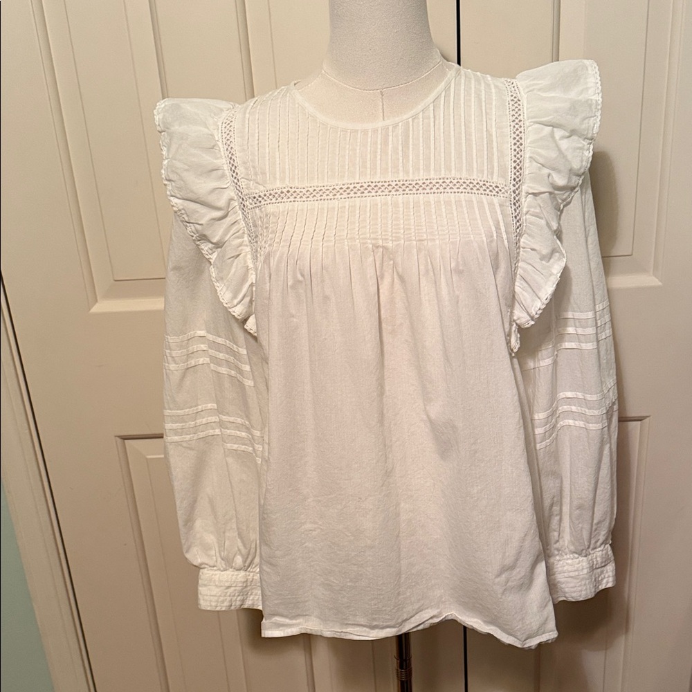 Madewell Ivory Ruffle Sleeve Blouse